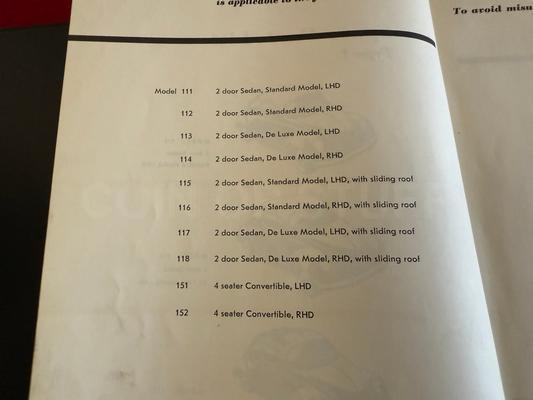 1957 VW Dealer Spare Parts List Catalog Image