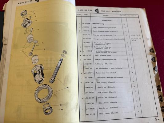 1957 VW Dealer Spare Parts List Catalog Image