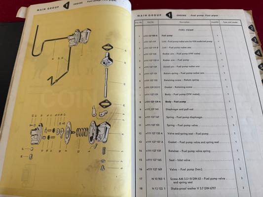 1957 VW Dealer Spare Parts List Catalog Image
