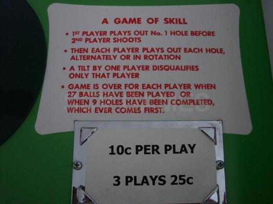 1964 Williams Mini Golf Pinball Machine Image