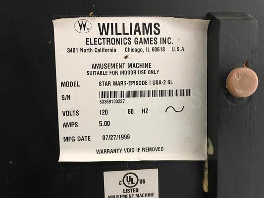 2000 Williams Star Wars Episode 1 Pinball Machine Image