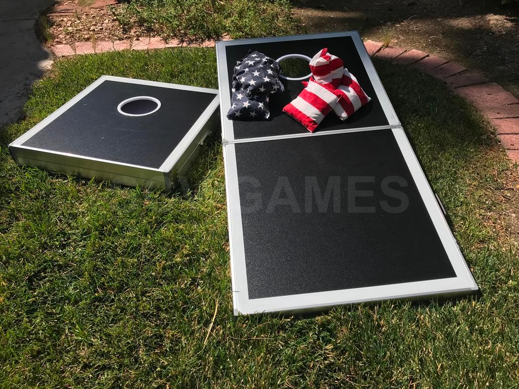 Backyard Champs Cornhole Set with American Stars and Stripes Bags