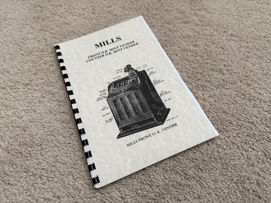 Mills Bell Mint OK Front Vender Slot Machine Owners Operator Service Manual