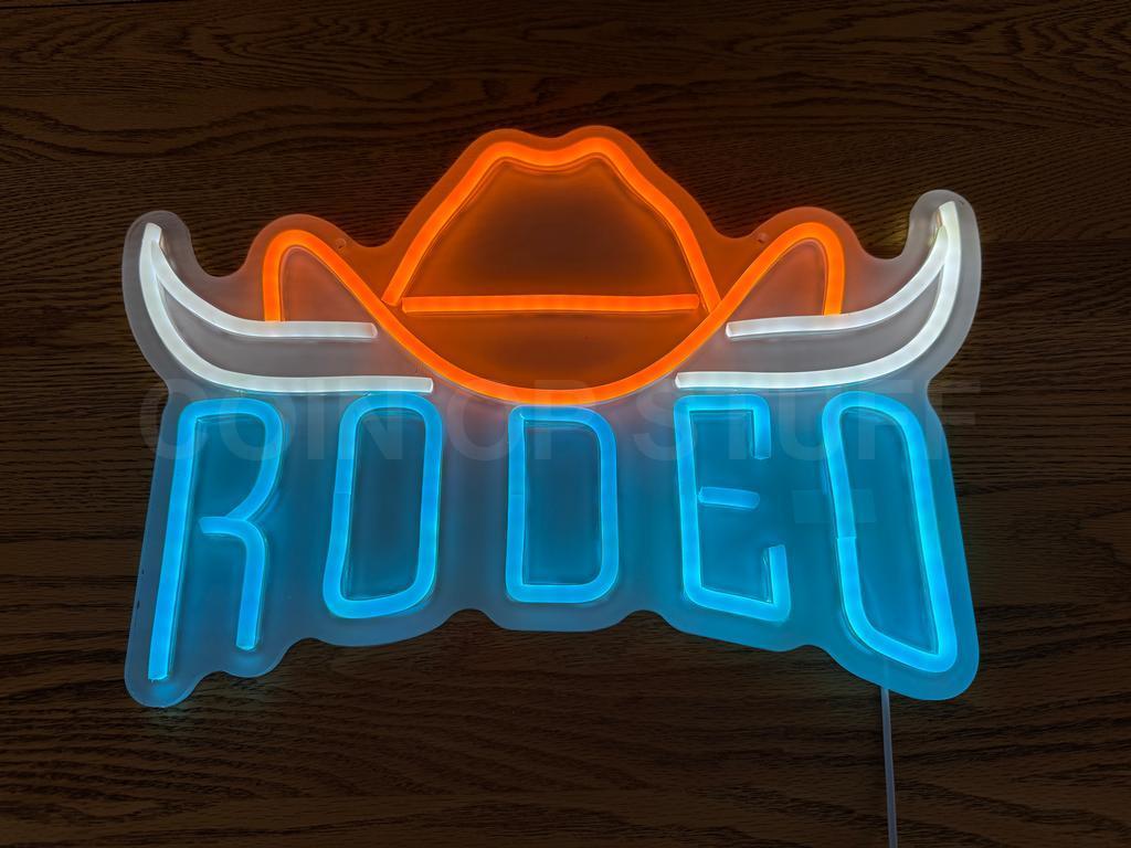 Rodeo Cowboy Cowgirl Hat Longhorn LED Neon Light Sign