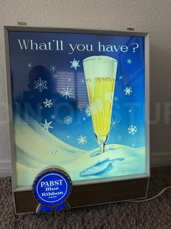 Vintage Pabst Blue Ribbon Lighted Motion Beer Sign